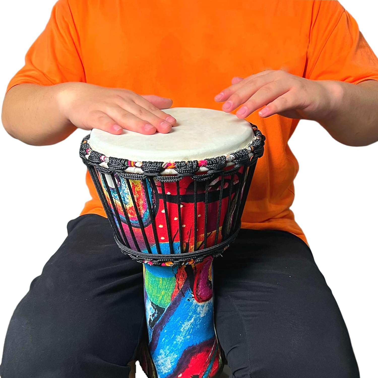 RUOSWTE 8.5 "Djembe Drum, Bongo Drum, Percussion Music, Sheepskin Drum Face, Professional Tuning, Hand Drum（Abstraction）