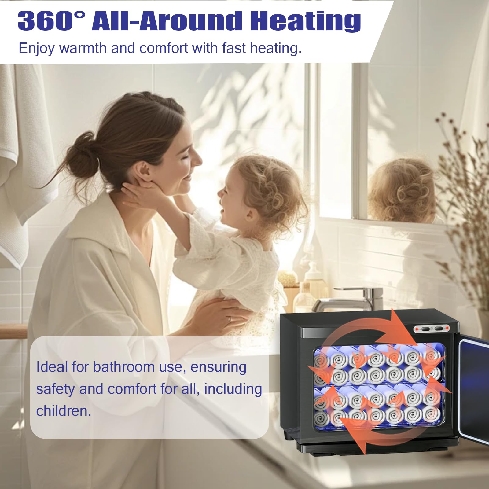 23L Handtuchwärmer Schrank mit 360° UV-Sterilisation, 80 °C Warmhaltefunktion – Ideal für Friseur, Salon, Badezimmer & Wellness