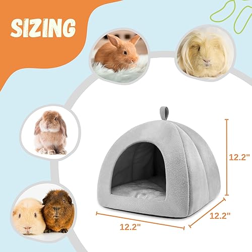 Miniatura 2 de Paquete de 2 camas de conejo, lavable, escondite de conejo, casa de escondite para interiores, acogedora cabaña de conejillos de indias, accesorio