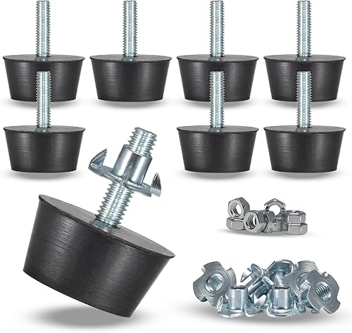 NEWBYTEK Niveladores de patas de muebles de rosca M6, 8 tornillos ajustables para patas de nivelación en muebles roscados, pies de protección de