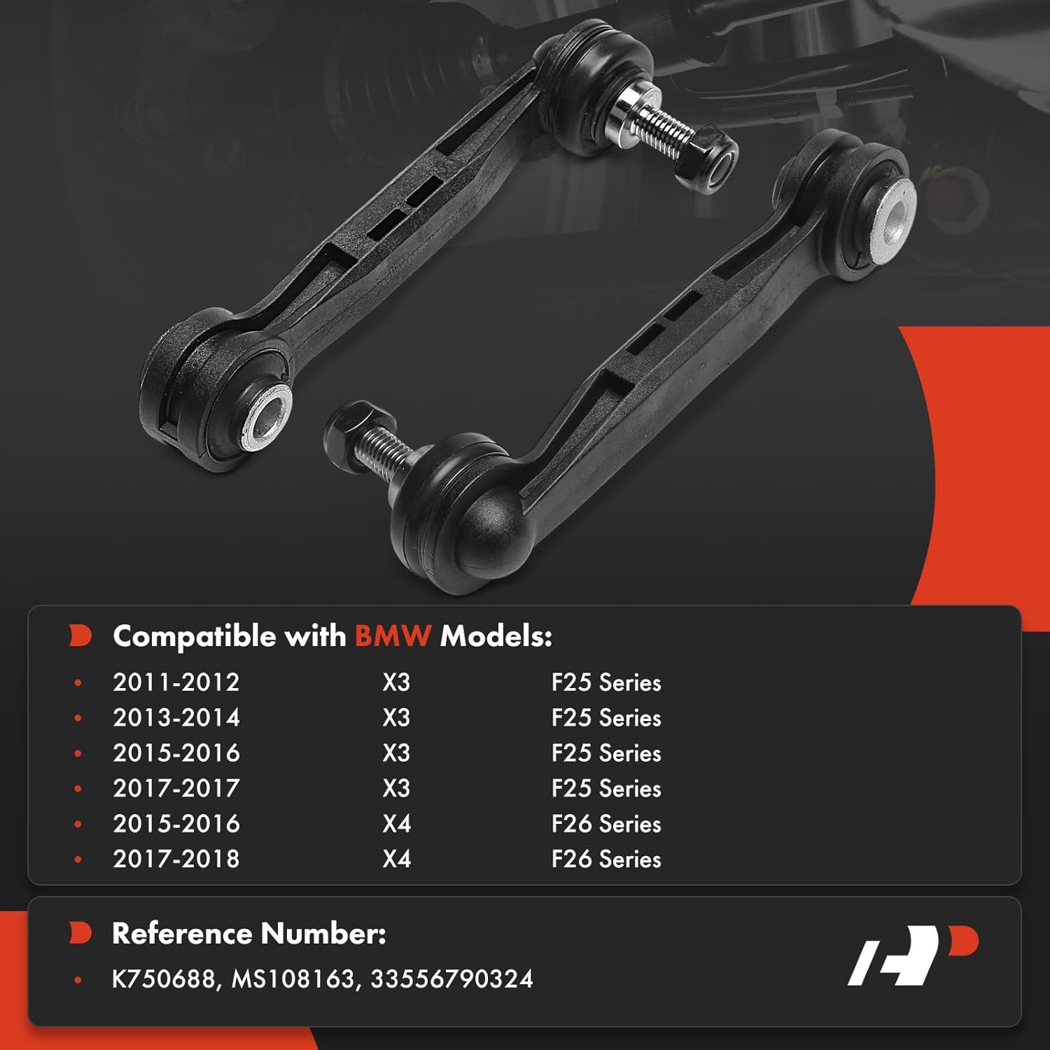 A-Premium 2 x Rear Sway Bar Links Stabilizer Bar Links, Compatible with BMW X3 2011-2017, X4 2015-2018