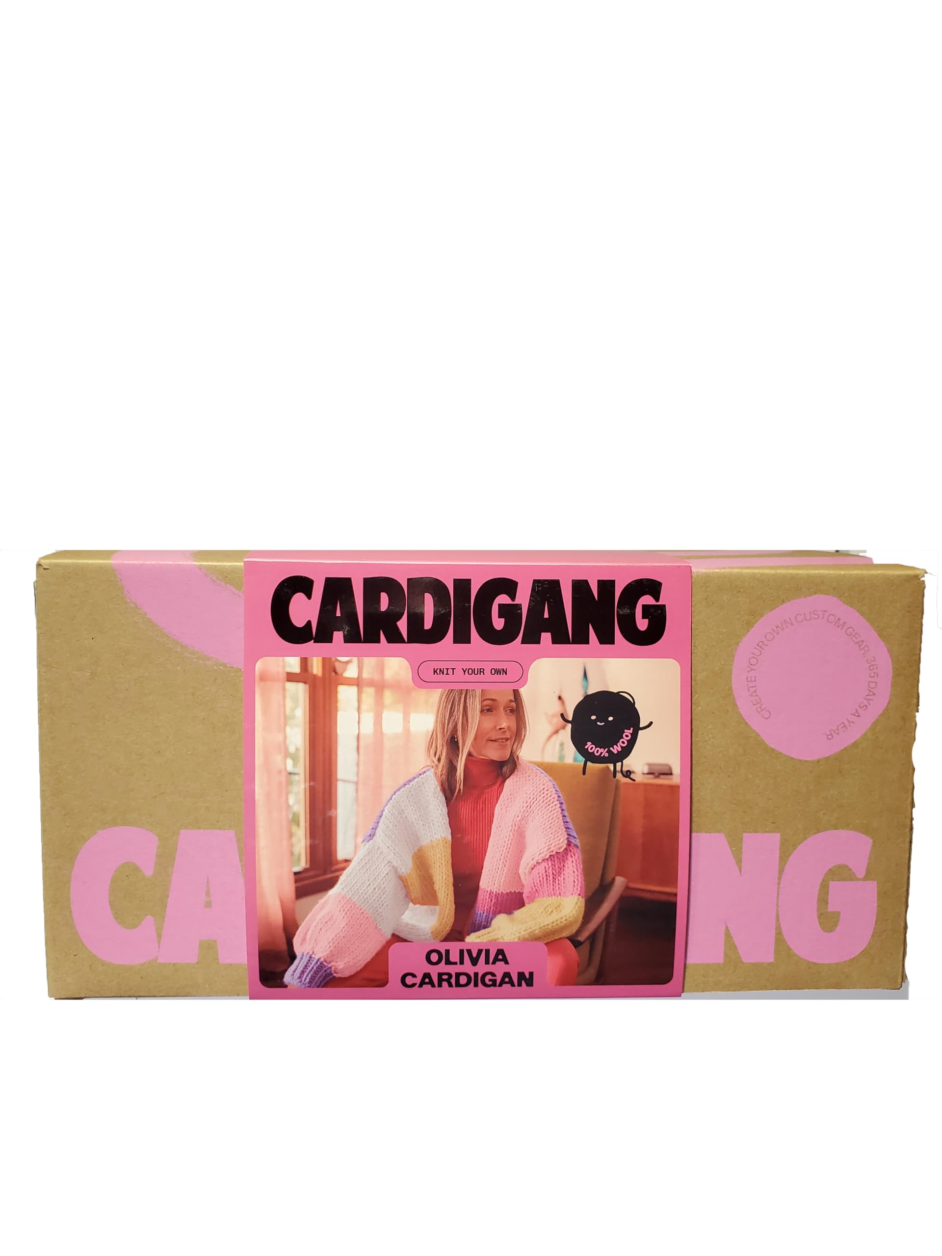 Cardigang 100% Wool Olivia Cardigan Beginner Knit Kit - Pastels (Medium - Large)
