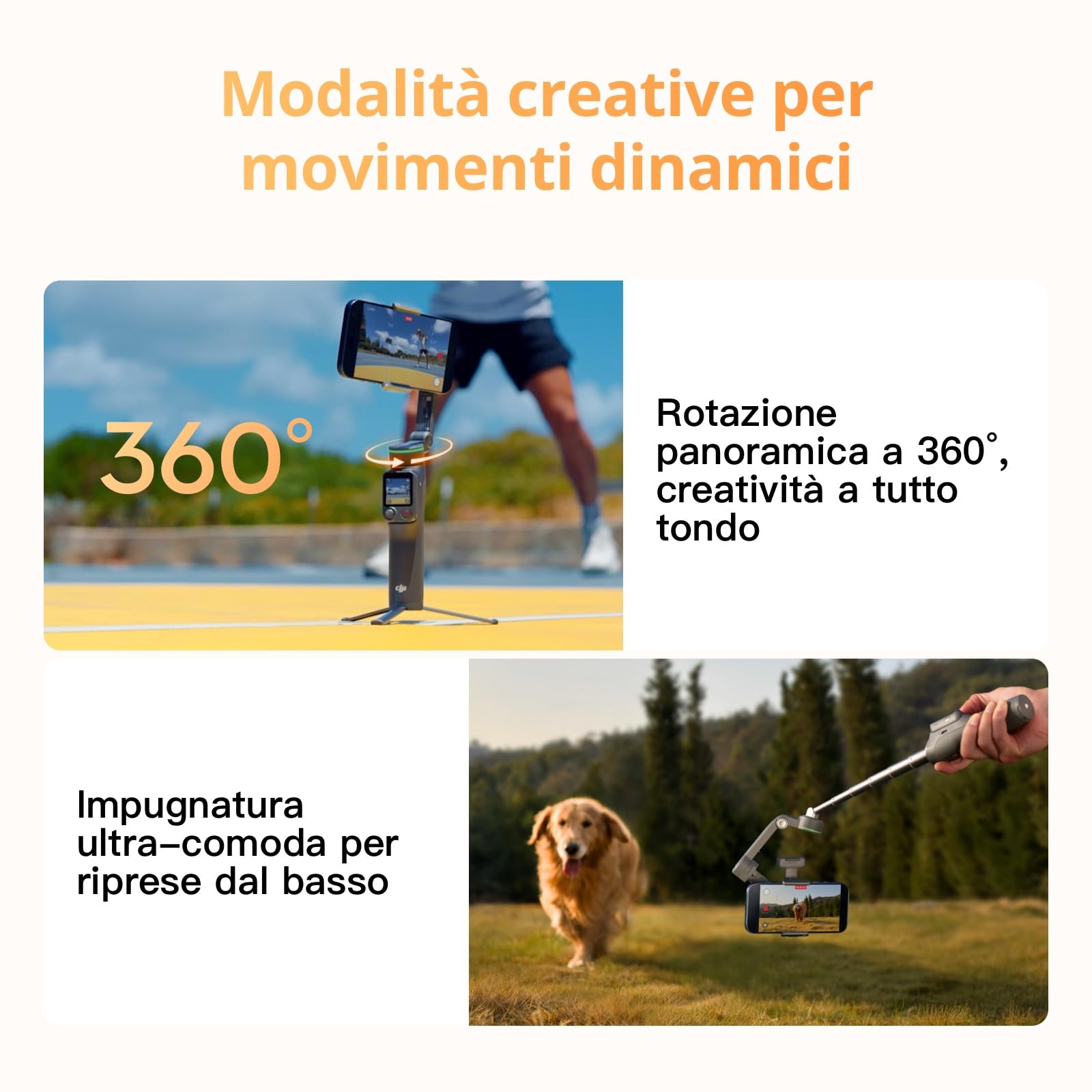 Osmo Mobile 8P stabilizzatore per iPhone e Android, modulo di tracciamento | Telecomando, tracciamento nativo, manico telescopico e treppiede integrati, batteria da 10 h, stabilizzazione su tre assi
