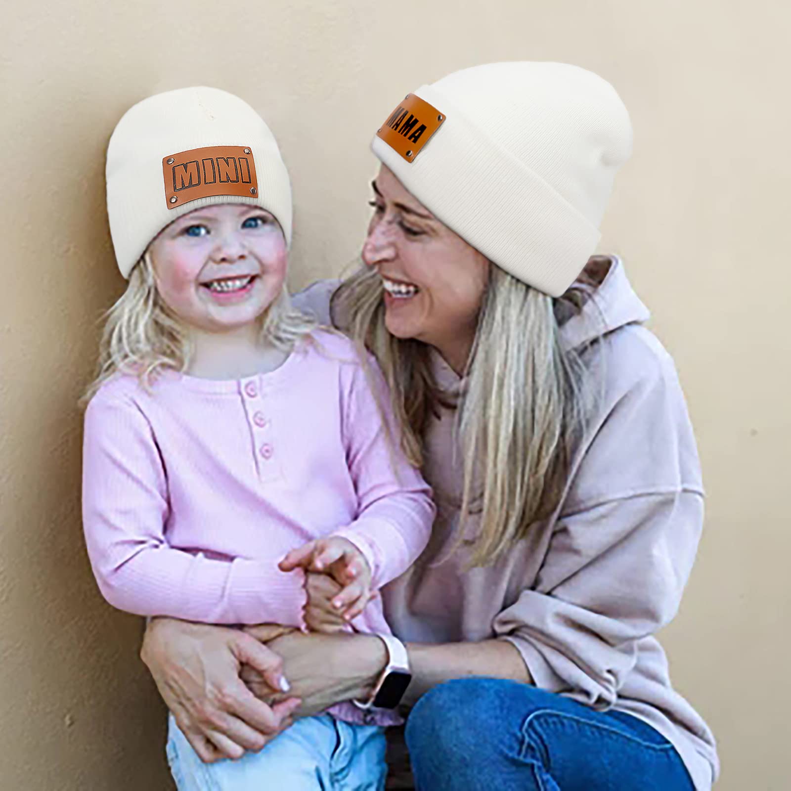 Parent-Child Beanie Hat, Women's Warm Beanie Hats Cute Knitted Caps, Baby Beanie Hat Warm Cap, Men's Winter Earguard Cap (Yellow)