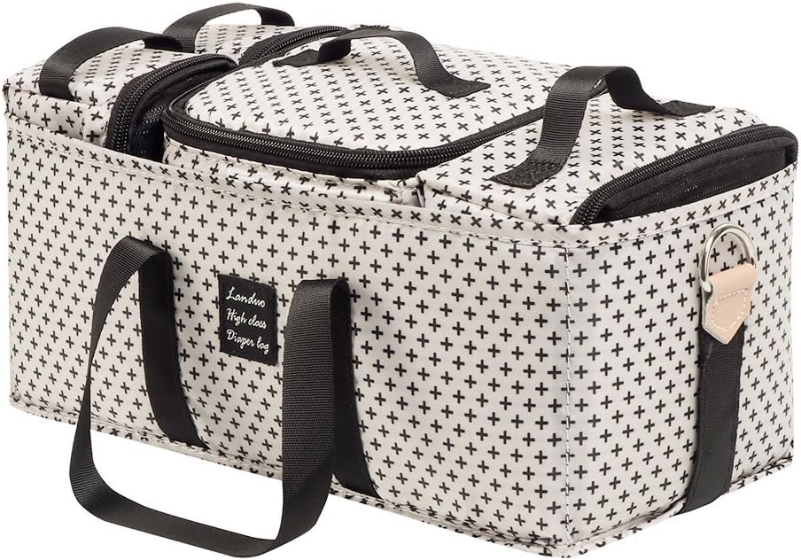 Landuo Diaper Bag Multi-Function Waterproof Travel Backpack Nappy Bags for Baby Care, Spacious Tote Design Organizer with 4 Different Sized Cubes, Durable & Stylish, for Mom/Dad(Cream-Colored)