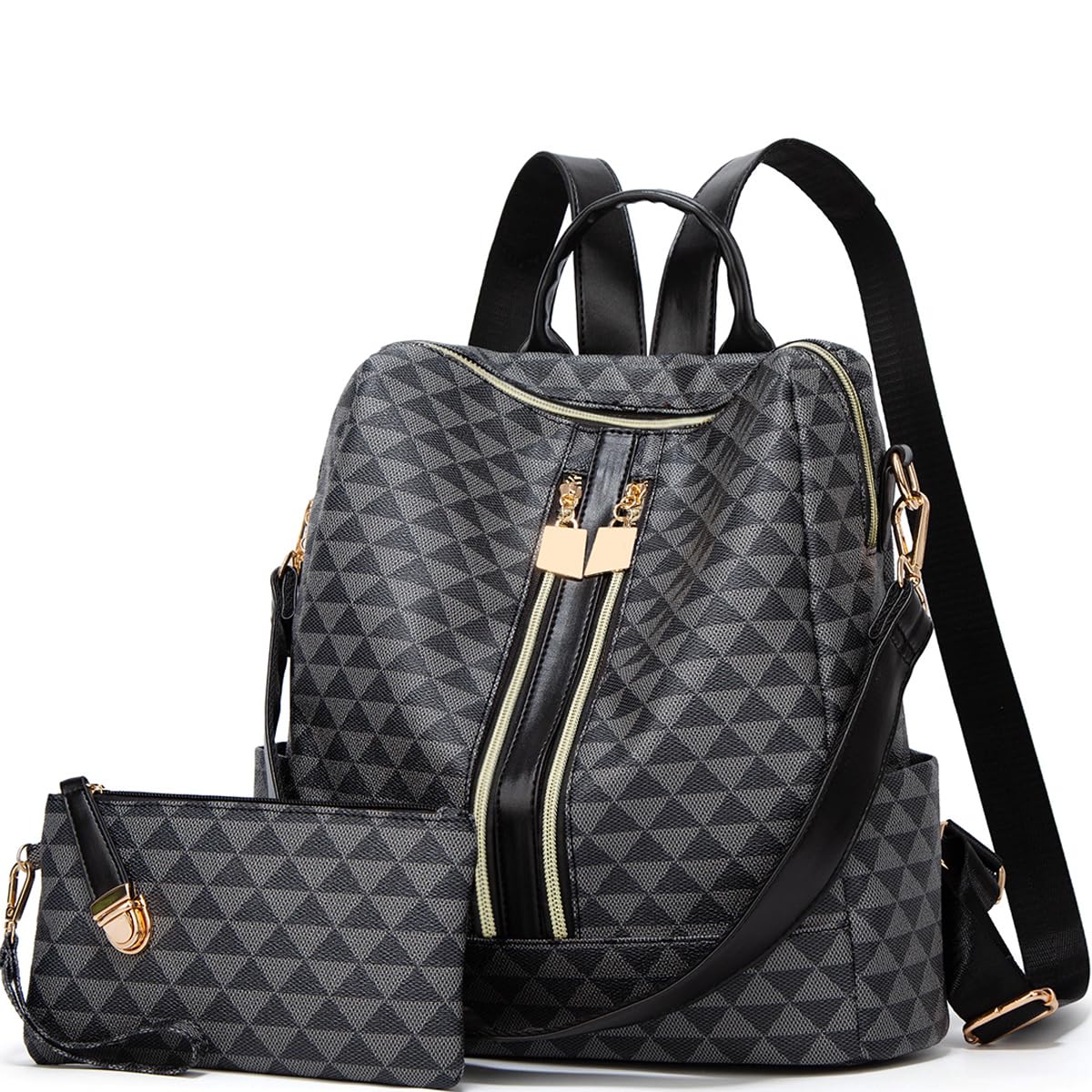 Makes Backpack Purse for Women PU Leather Travel Satchel Handbag Convertible Design Bag with Purse 2 Piece