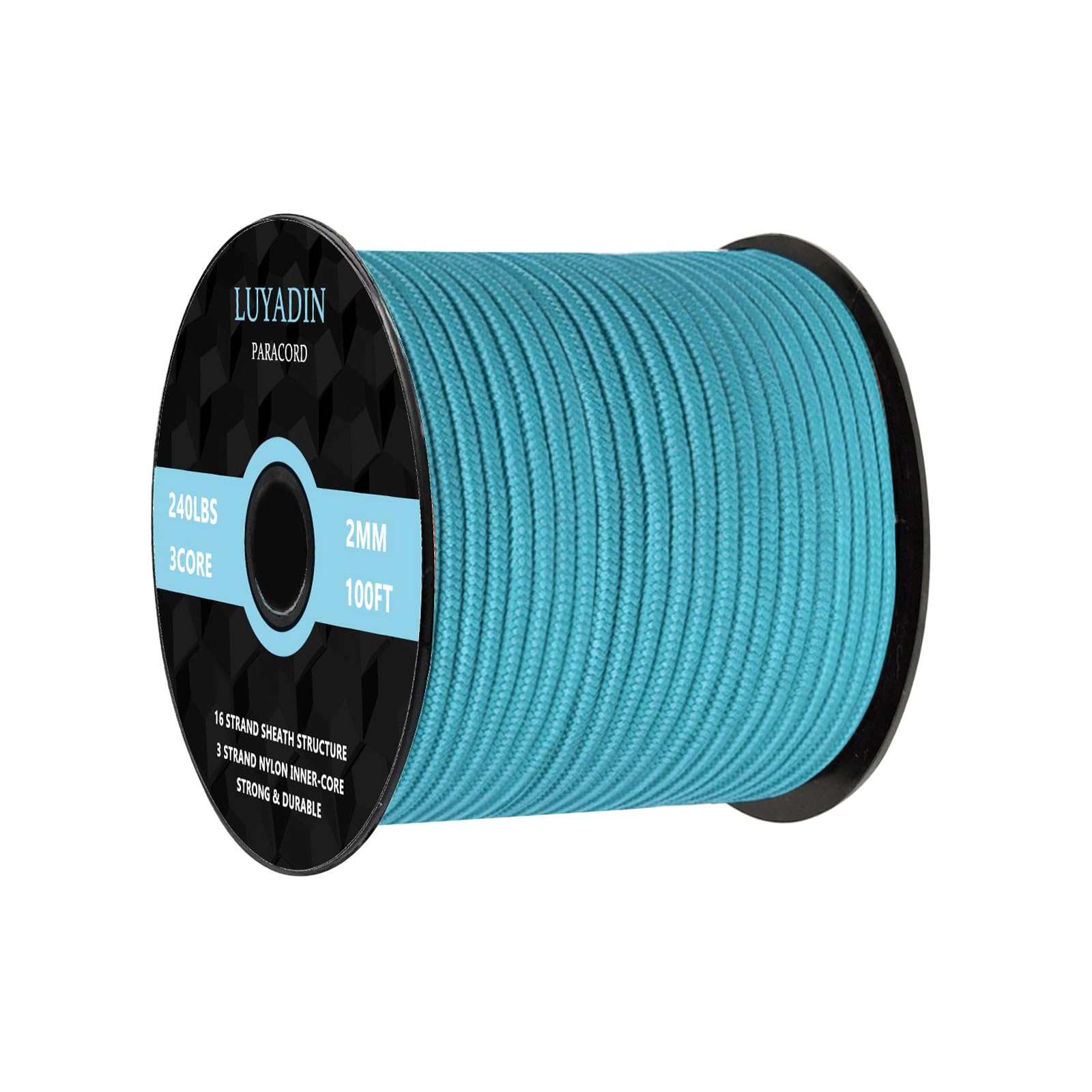 LUYADIN Paracord 240lb - Diameter 2mm Micro Utility Thick String Cord -3 Strand Parachute Spool Cord - 100ft 200ft, Paracord for Camping, Hiking, Fishing, Outdoor and DIY — image 1