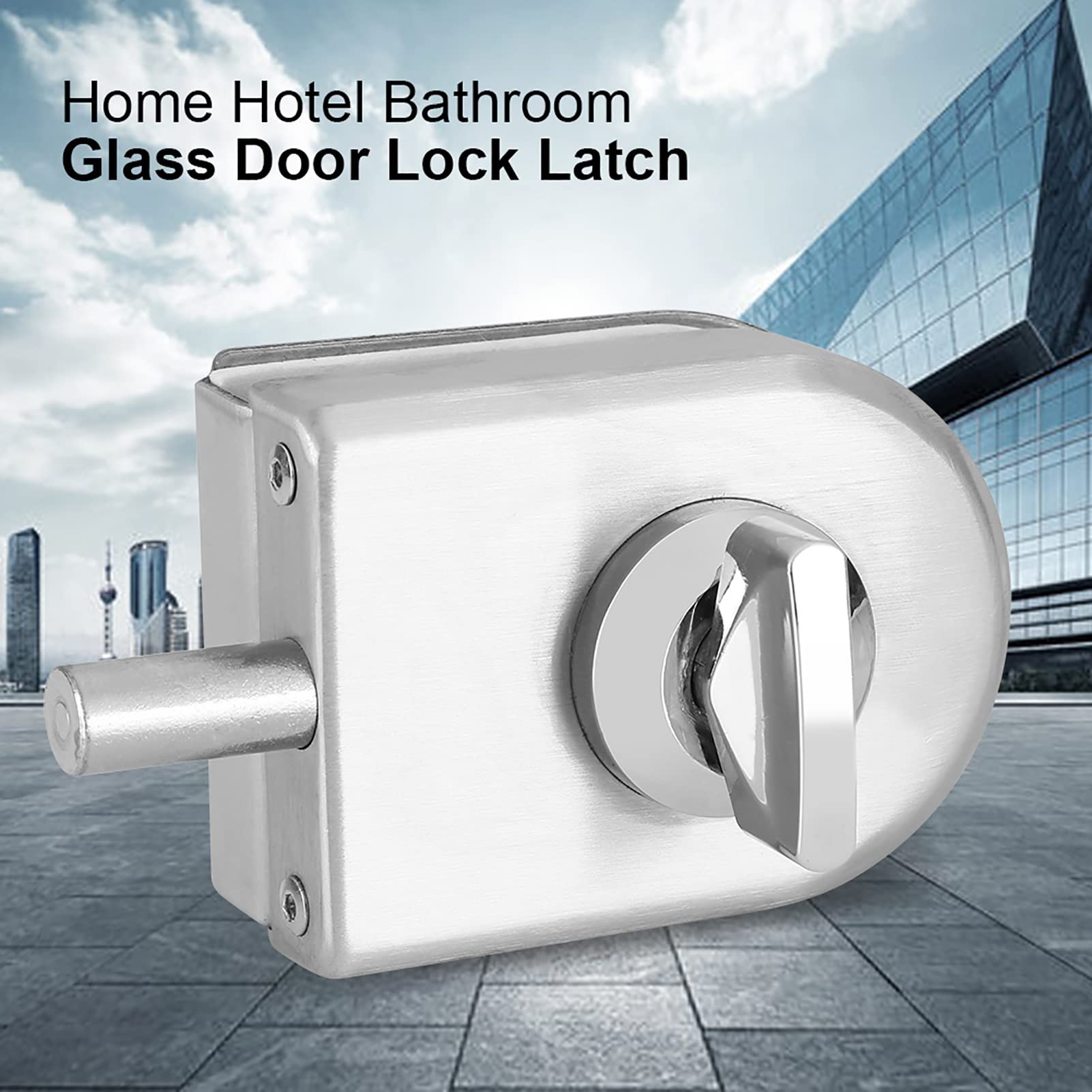 Stainless Steel Glass Security Lock, 10~12mm Bathroom Stall Lock Latch Rotary Knob Open or Close Latches Knob Sliding Gate Floor Latch for Home Hotel Bathroom Use
