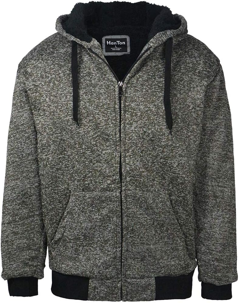LeeHanTon Heavyweight Hoodies for Men Jackets Comfy Sherpa Lined Zip Up Hoodie Coats with Pockets Outerwear : Clothing, Shoes & Jewelry