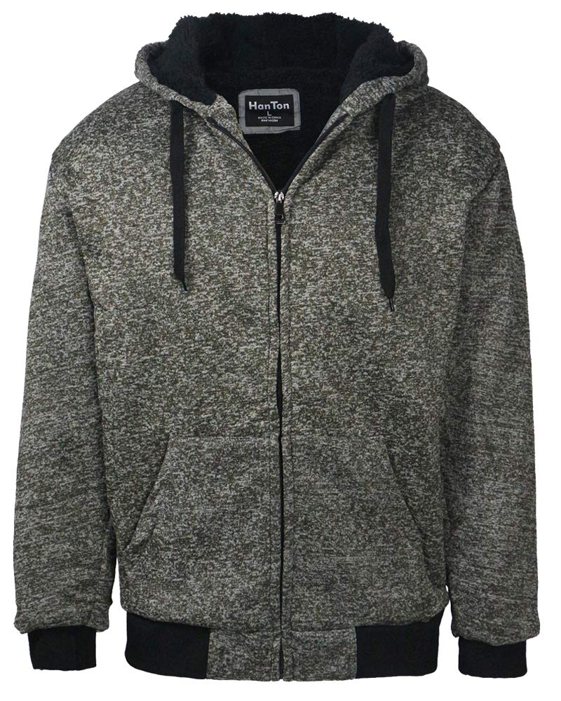 LeeHanTon Heavyweight Hoodies for Men Jackets Comfy Sherpa Lined Zip Up Hoodie Coats with Pockets Outerwear