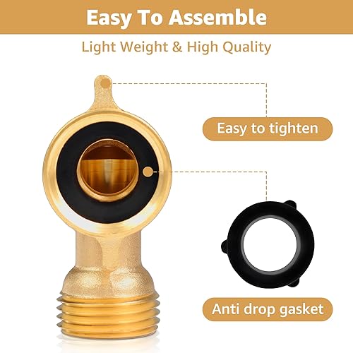 Miniatura 4 de Codo de manguera de 90 grados, conector de manguera de jardín de 34 pulgadas, adaptador de latón macizo para entrada de agua de caravana, conexión