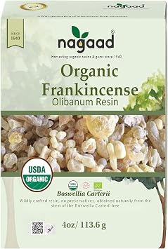 Organic Frankincense Resin Boswellia Carterii, 4 oz USDA Certified Chruch Incense, Premium Grade, 100% Pure & Wild-Harvested Luban Frankincense for Aromatherapy, Meditation & Air Purification