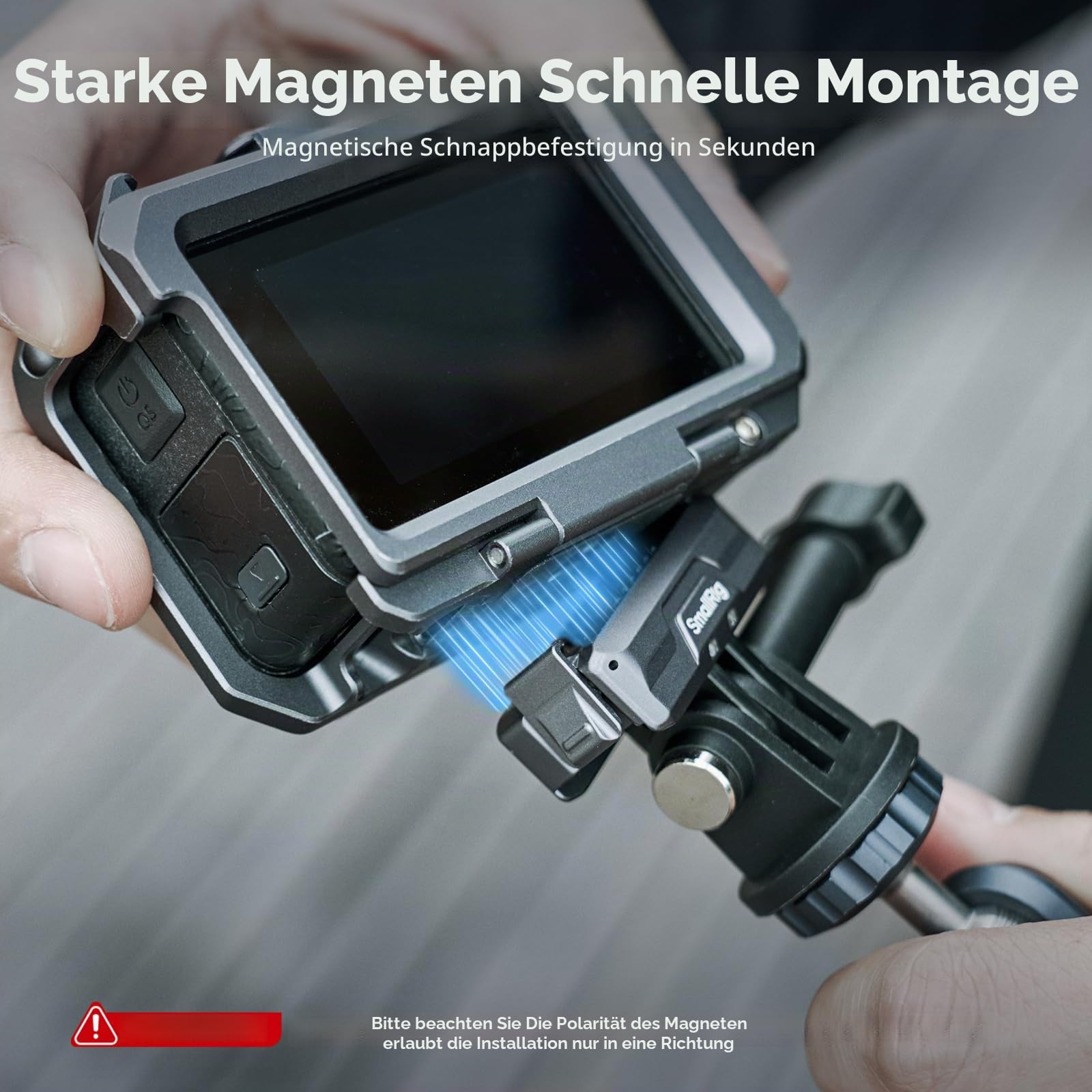 SMALLRIG Magnetic Adapter Mount Magnetische Adapterhalterung für DJI Osmo Action 5 Pro/Action 4 / Action 3 mit einem faltbaren Anschluss und einem 1/4'' Gewindeloch - 3662B