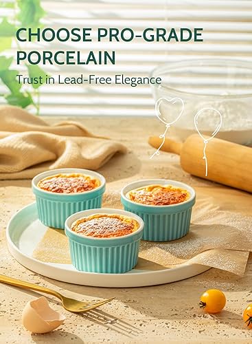 Miniatura 3 de Sweese - Platos de porcelana para souffle, de 8 onzas (226 gramos), para souffle, creme Brulee y helado, juego de 6
