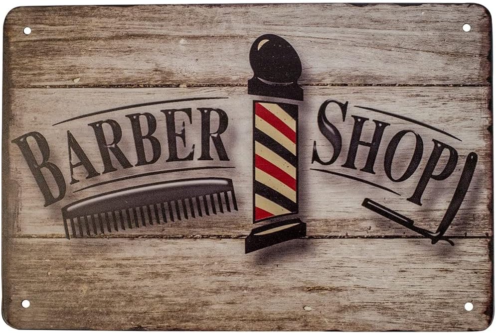 TG,LLC Treasure Gurus Vintage Metal Barber Shop 8x12 Wall Sign Barbershop Hair Salon Haircut Business Ad Poster Decor
