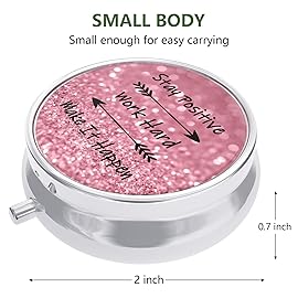 Nipichsha Pill Box, Small Pill Case for Purse & Pocket, Cute Travel Medicine Organizer, Portable Medicine Container Holder to Hold Vitamins, Medication, Fish Oil & Supplement, Work Hard