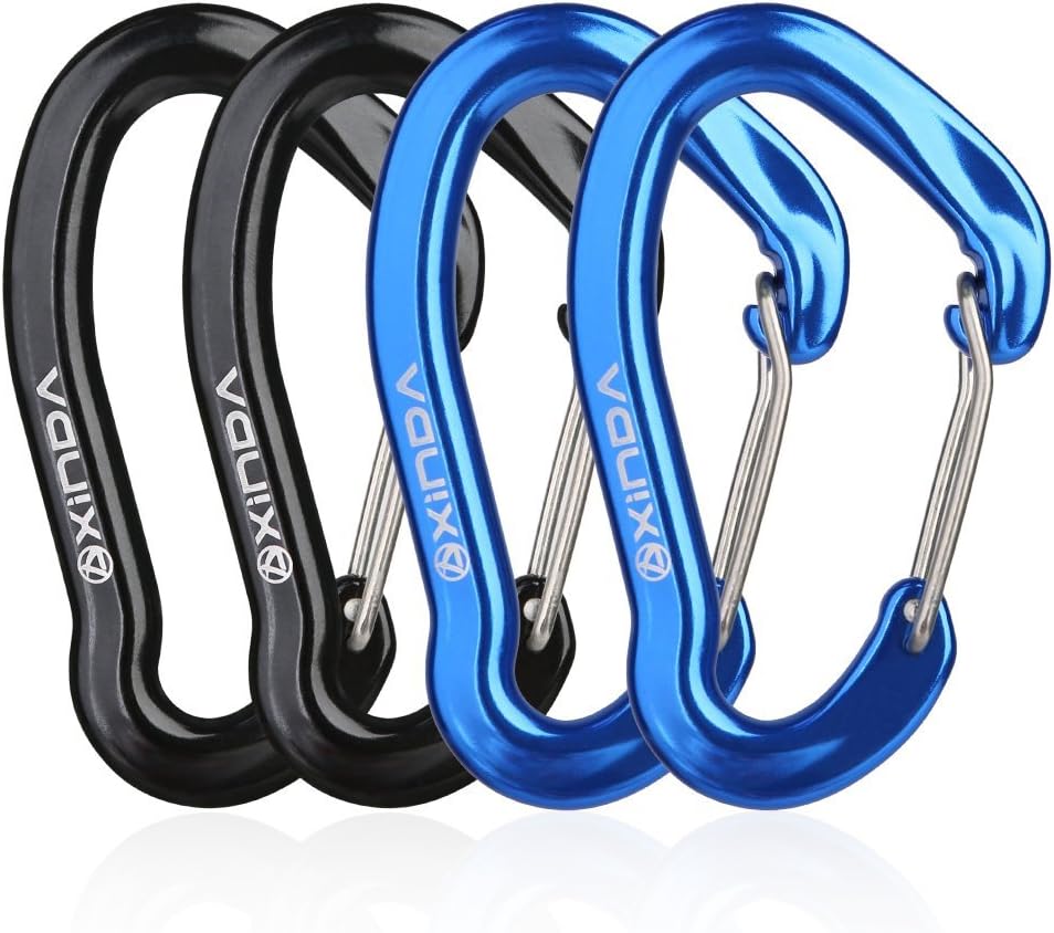 XINDA Carabiner Clips - 16kN Small Wire Carabiners for Camping,Hiking, Heavy Duty Caribeaners for Hammocks,Swings,Dog Leashes