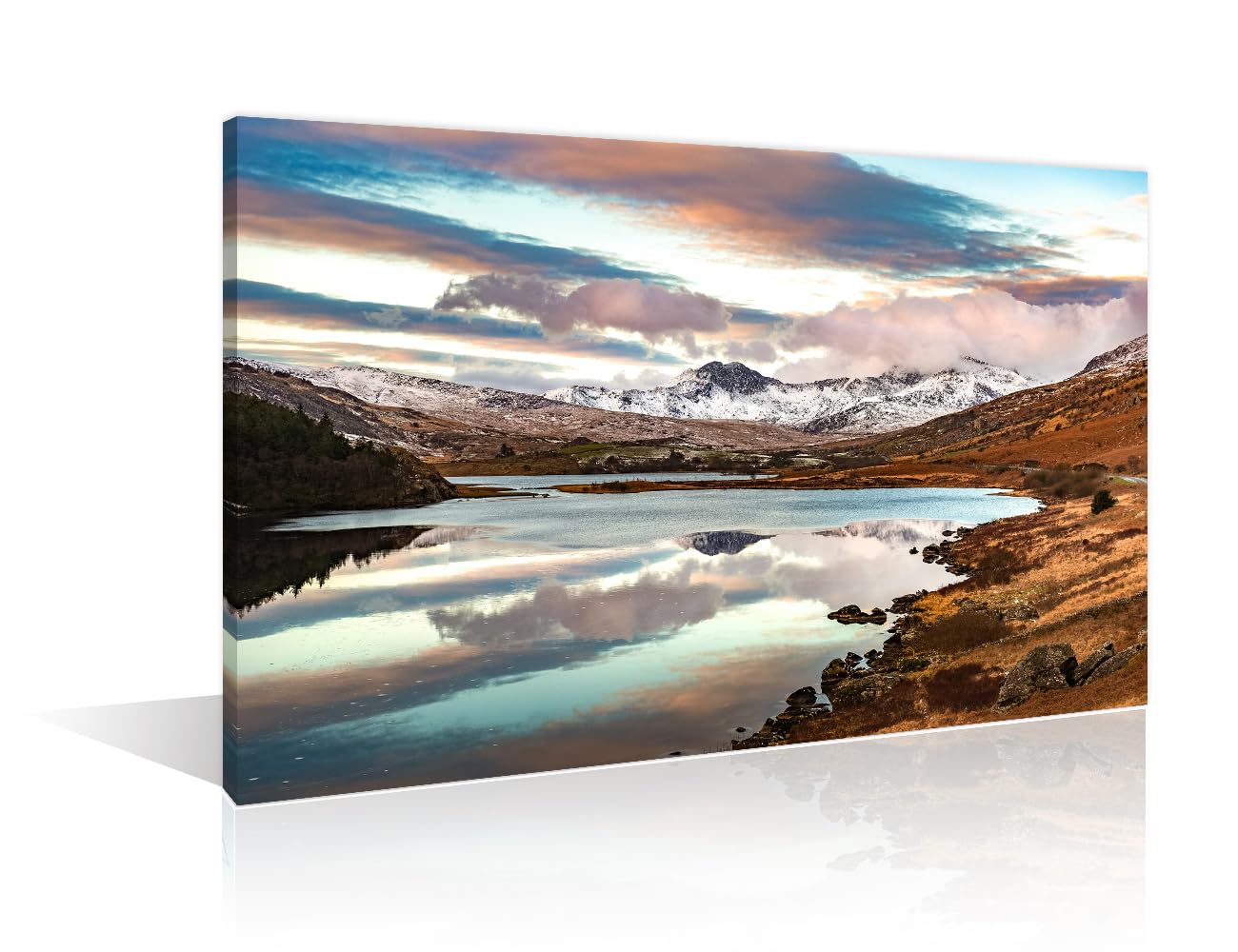 1 Piece Wall Decorations for Living Room Snowdonia Mountains Wall Art Sunset Sky and Snowy Mountain Poster Prints on Canvas Modern Home Decor Framed Ready to Hang (16''Wx 24''H) โ image 1
