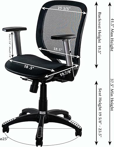 Miniatura 2 de ErgoMax Silla de oficina ergonómica de altura ajustable con reposabrazos, 42 pulgadas máximo, color negro