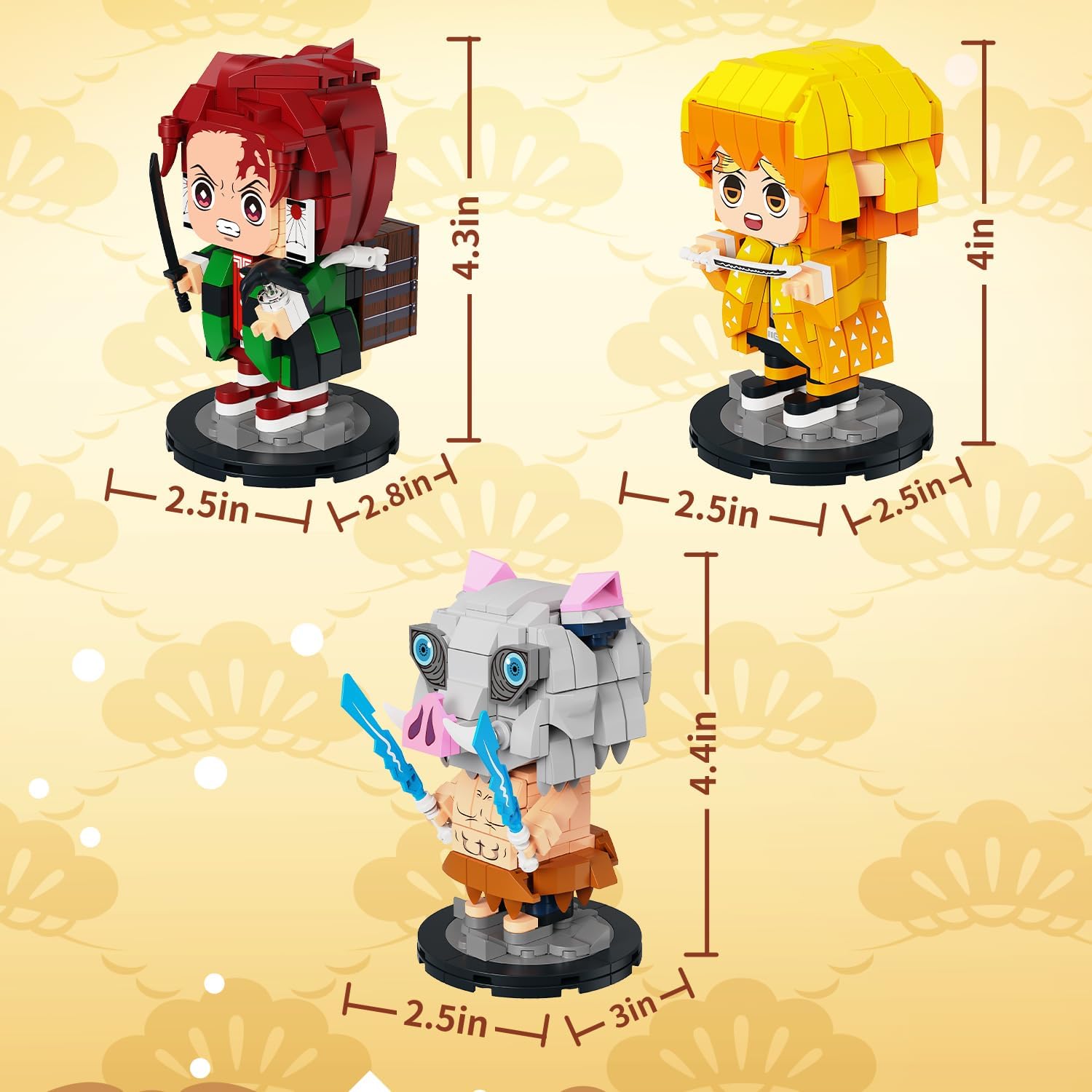 Demon Anime Building Blocks Set, Tanjiro Zenitsu & Inosuke Figures 786pcs, Compatible with Lego Demon Character Manga Toys Collectible Action Figures, for Anime Fans Kids Adults - Image 3