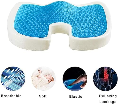 Miniatura 3 de Cojín ortopédico de asiento, almohada de gel de espuma viscoelástica para el dolor de espalda, alivio de la ciática y el coxis, para oficina, silla