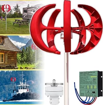3000W/4000W/5000W Wind Turbine Generator, 12V 24V 48V 5 Blades Vertical Wind Turbine Kit, 3 Phase AC Permanent Magnet Generator with Controller, Small Wind Turbine Generator,4000W-12V