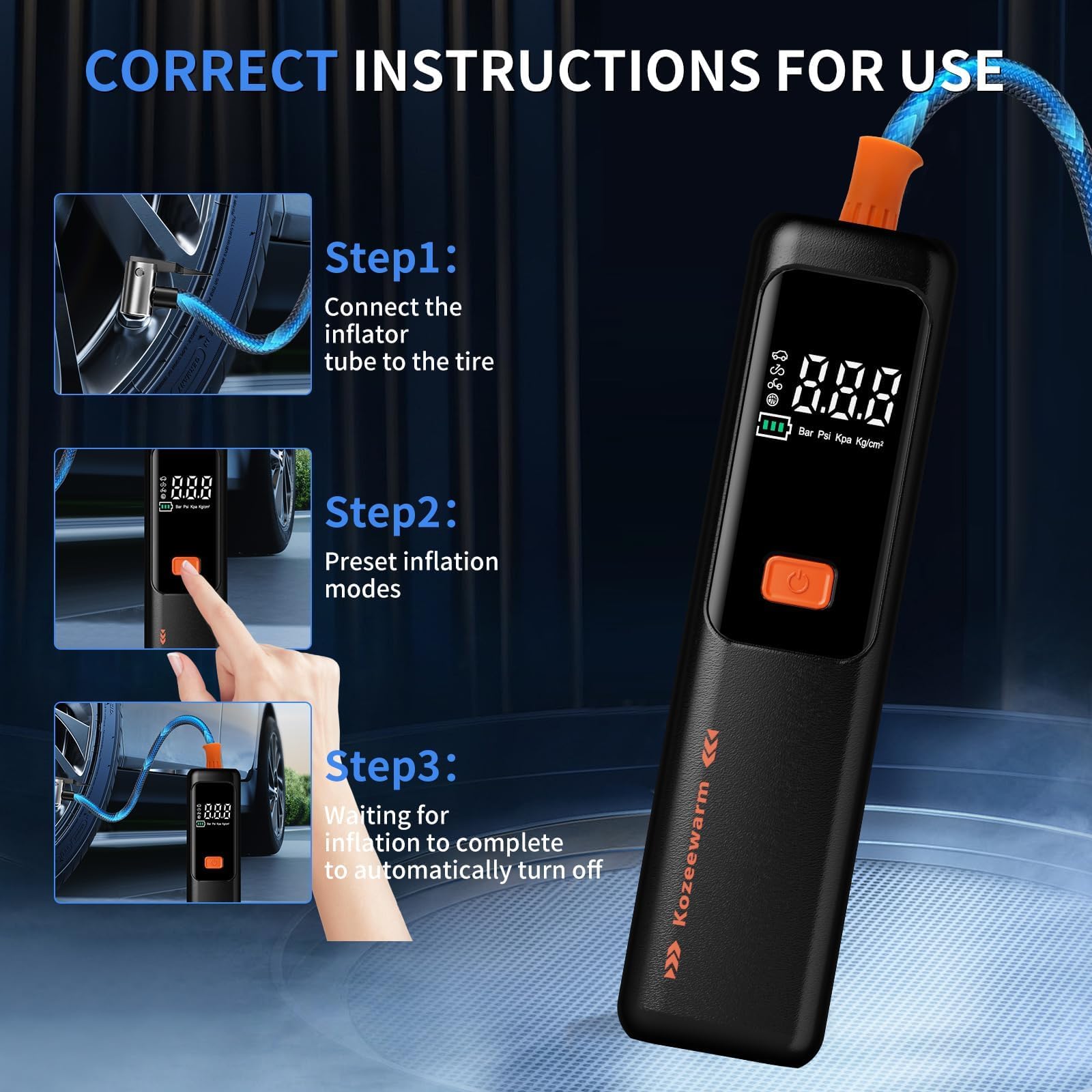 Flat Tire Repair Kit - Air Compressor Included -3