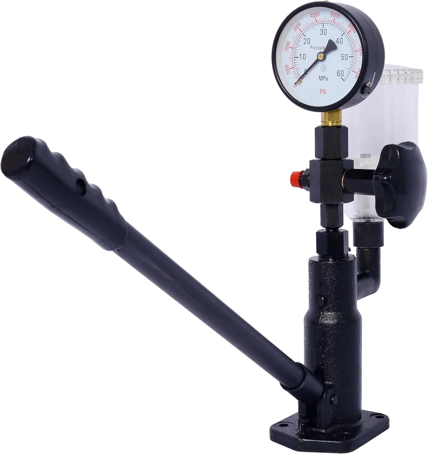 600Bar 8000PSI Diesel Fuel Injector Tester with Adjustable Hand Wheel, Diesel Injector Nozzle Tester with Dual Scale Gauge to Adjust Injector Nozzle Pressure and Testing Diesel Injector, Black