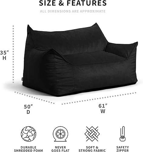Miniatura 34 de Big Joe Imperial Lounger - Sillón puff relleno de espuma con funda extraíble, Unión azul pacífico, poliéster tejido duradero, 4 pies de grande Unión