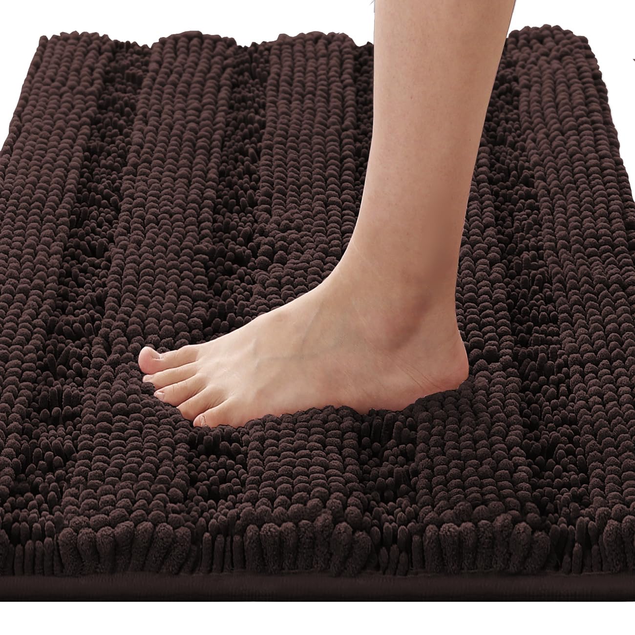 H.VERSAILTEX Bath Rugs for Bathroom Non Slip Bath Mats Extra Thick Chenille Striped Rug 20" x 32" Absorbent Non Skid Fluffy Soft Shaggy Washable Plush