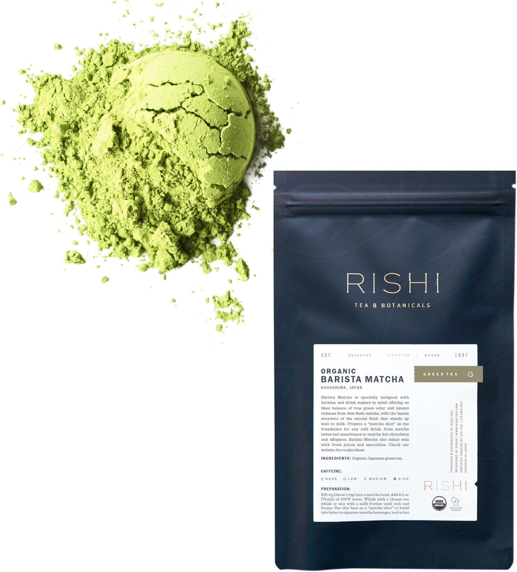 Rishi Tea Barista Matcha Organic Japanese Green Tea Powder, 3.52oz