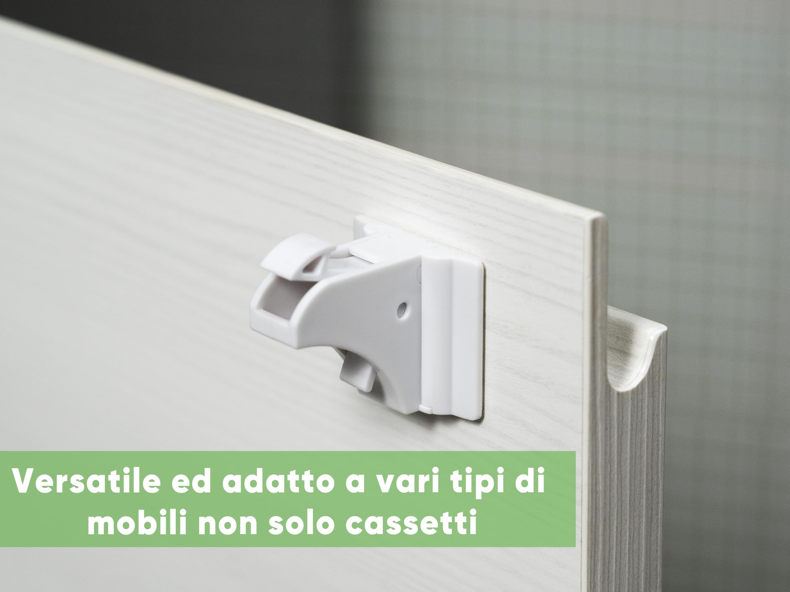 Blocca cassetti per bambini 8 Serrature + 2 Chiavi magnetiche, Chiusura cassetti per bambini, Magnetico Senza Viti Installazione Rapida con Biadesivo Invisibile