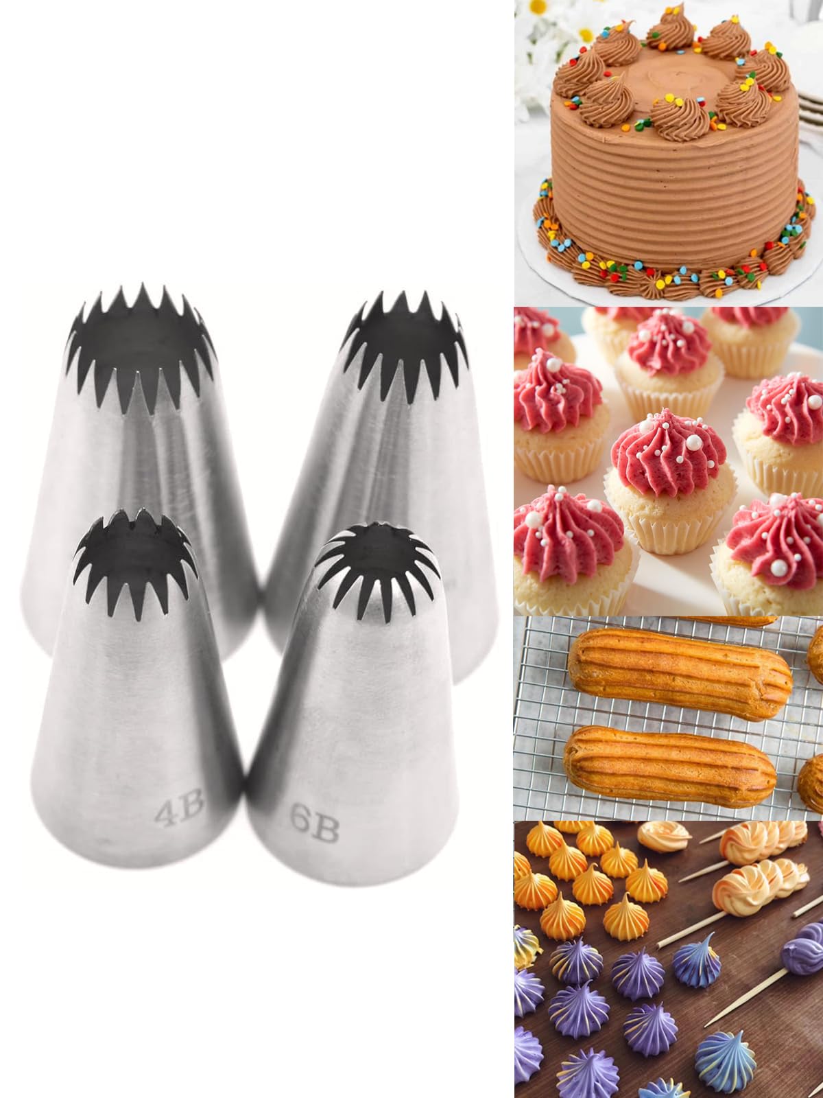 1M 2D 4B 6B Large Piping Tips & Coupler Set – Star & Rose Icing Tips For Cake, Cupcake & Cookie Decorating - View #8