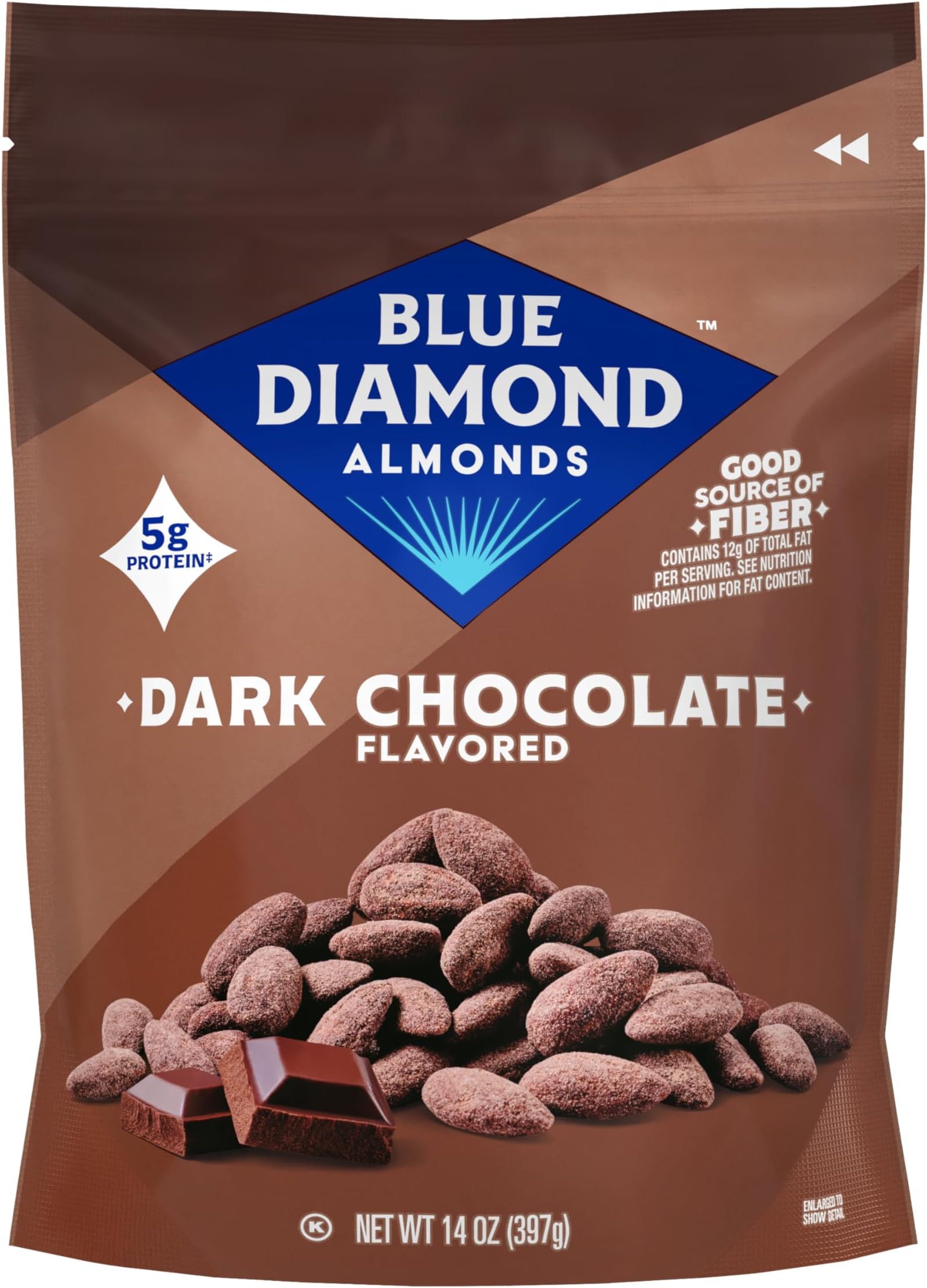 Blue Diamond Almonds Oven Roasted Dark Chocolate Flavored Snack Nuts, 14 Oz Resealable Bag (Pack of 1)
