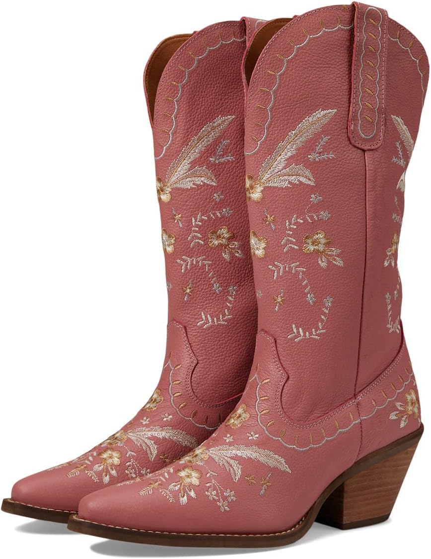 Dingo Womens Full Bloom Floral Round Toe Casual Boots Knee High Mid Heel 2-3"
