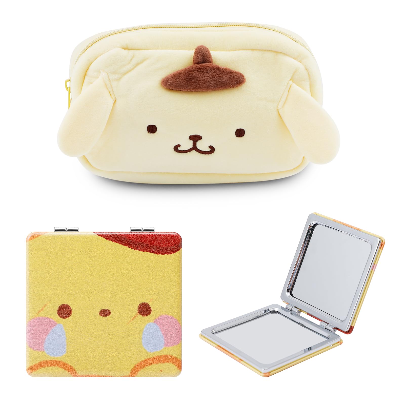 Cartoon Kitty Makeup Bag With Mirror - Plush Cosmetics Case, High Capacity for Women and Girls, Bag-01, Fashion