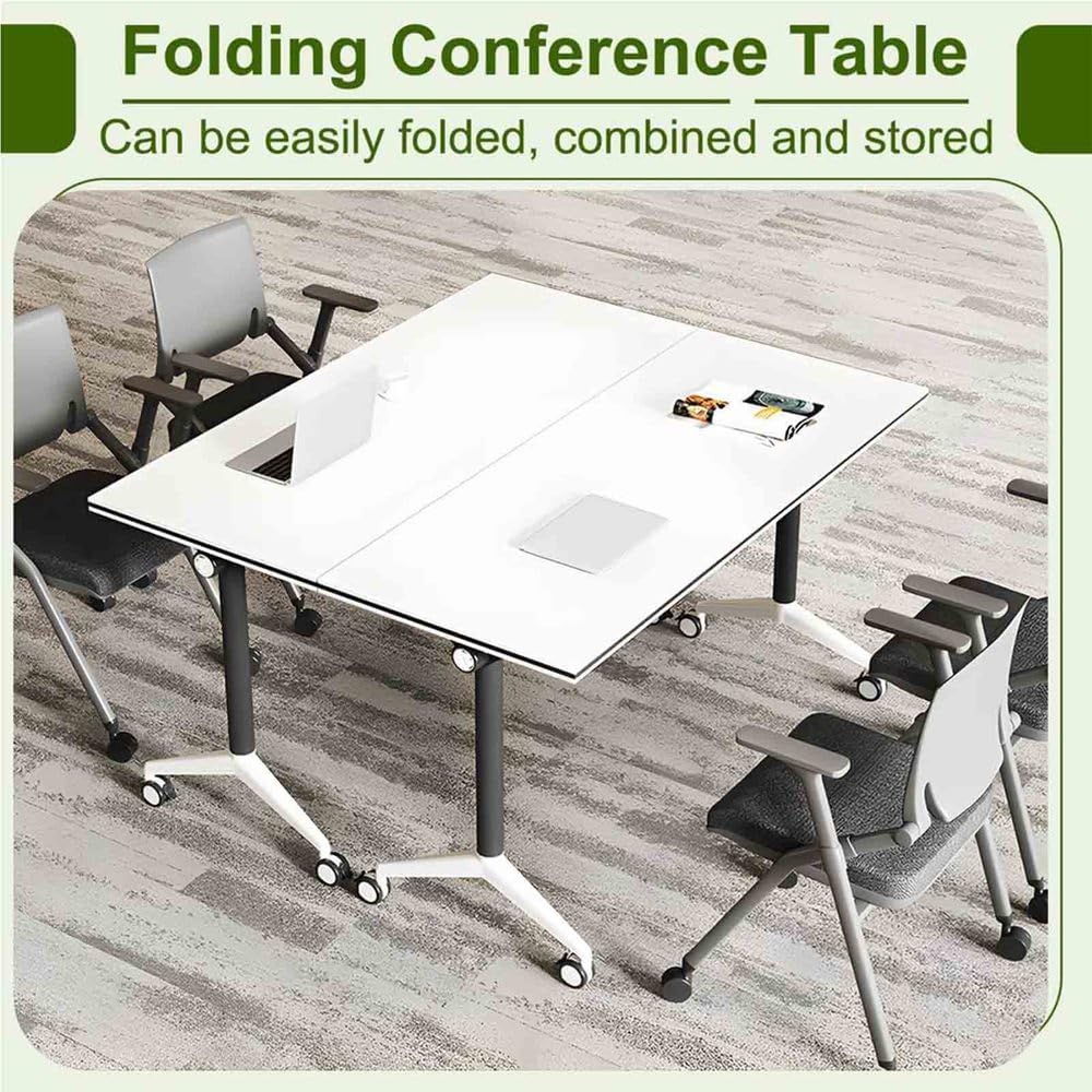 Klappbarer Konferenztisch mit Rollen, mobiler Klappbarer Trainingstisch, modularer, platzsparender Besprechungstisch, mit 2,5 cm dicker Desktop, für Büro, Klassenzimmer und Konferenzraum