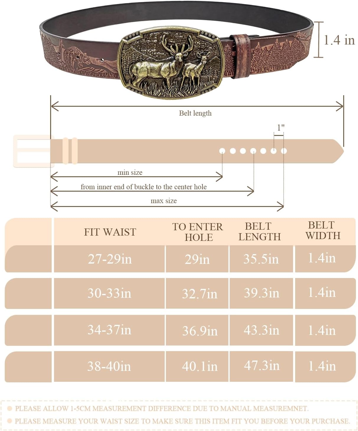 TOPACC Western Belts for Men Woman Western Belt Buckle Cowgirl Cowboy Leather Country Belt for Jeans Pants Gift - Image 3