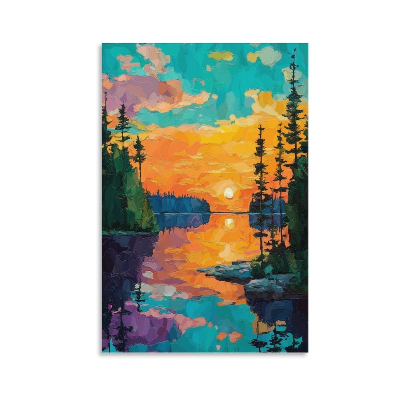 Lake Hubert Posters 20x30inch(50x75cm) Vintage Watercolor Canvas Art