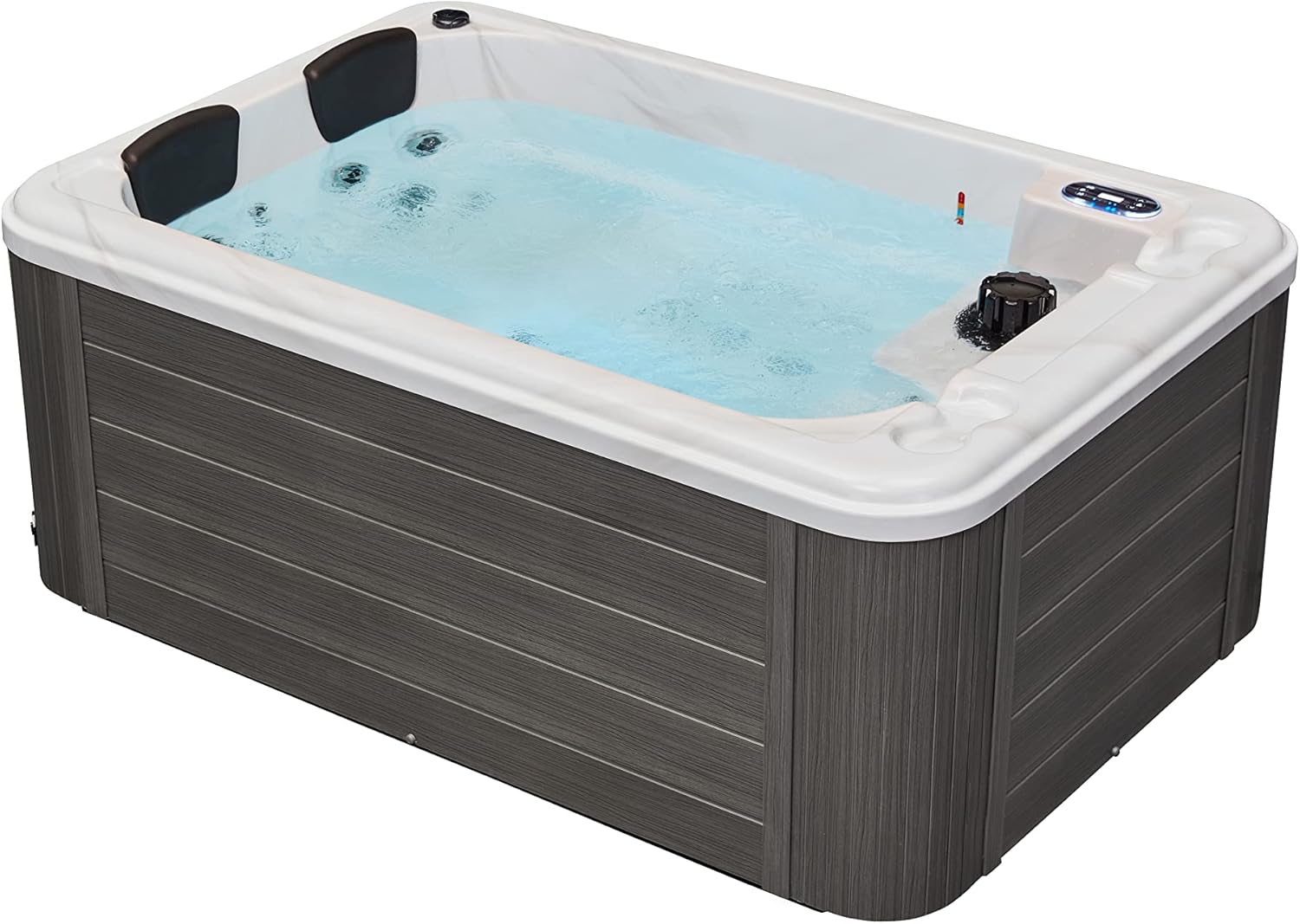 Generic Riley 2-Person Rectangular Hot Tub, White, 77"L x 52"W x 31"H, 26 Jets, LED Lighting, Ozone Sterilization, Insulated Cover & Steps