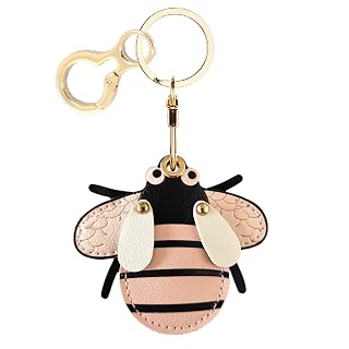 Leather Airtag Keychain Case Holder,Cute Protective Apple Air Tag Cover with Key Ring,Anti-Scratch Hidden Finder GPS Tracker Case for Wallet Keys,Bag,Pets,Backpack(Bee) - Amazon product rated Grade A