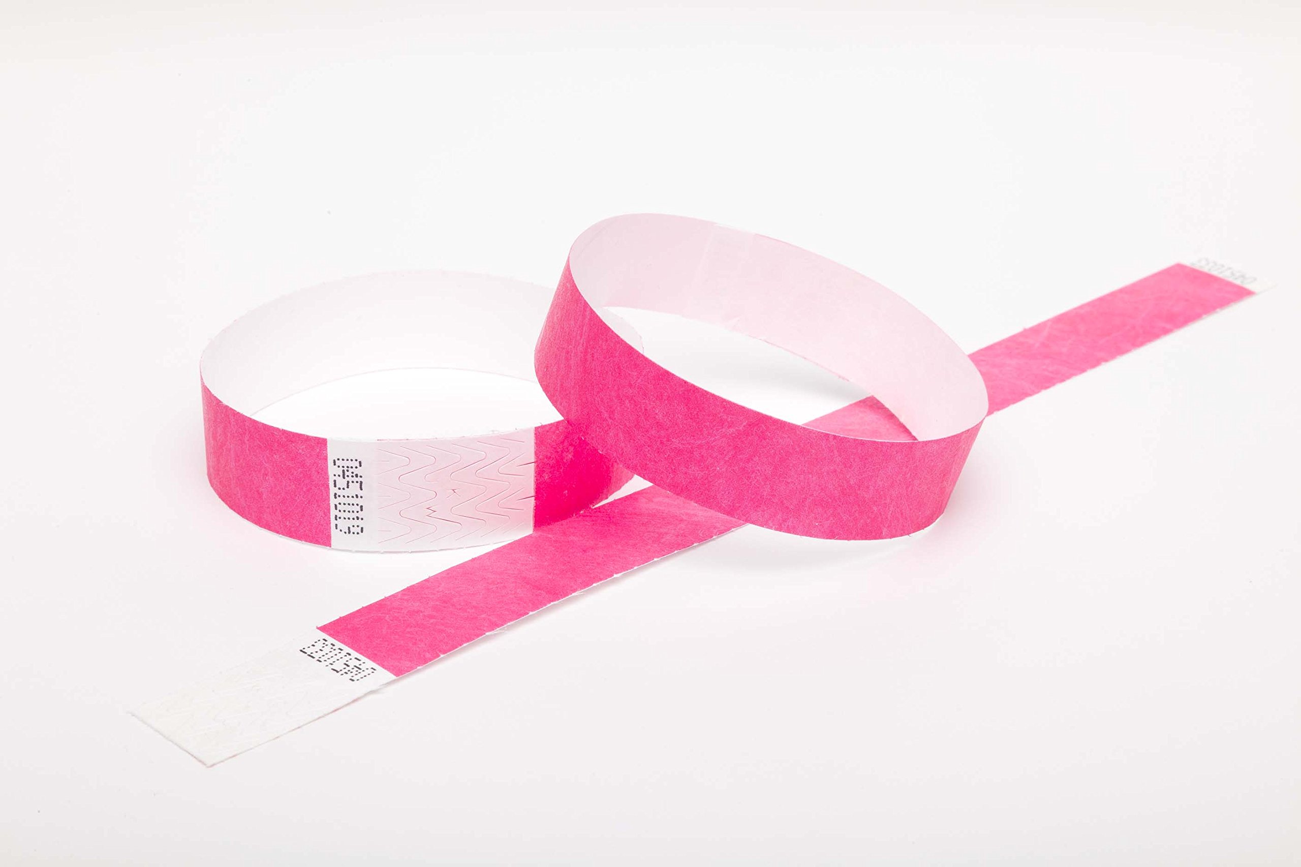 500 x Tyvek Wristbands Waterproof, Tear-Resistant Event Wristbands for parties, events, festivals, crowd management โ 3/4 inch 19 mm (Neon Pink)