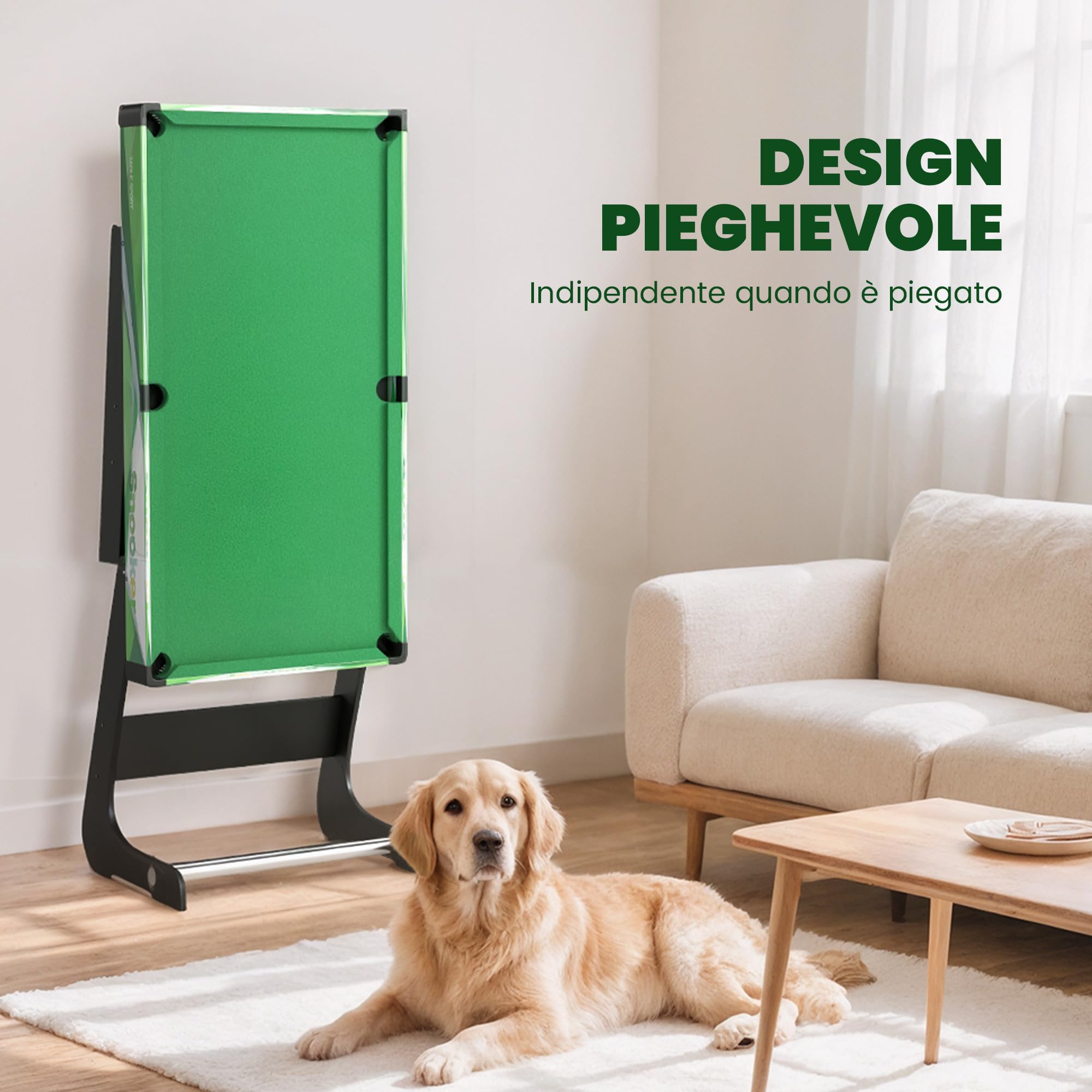 SPORTNOW Tavolo da Biliardo Pieghevole con Accessori, Stecche da Biliardo, Palle, Triangolo e Spazzola, Tavolo Biliardo Professionale per Adulti, 104x55.5x68 cm
