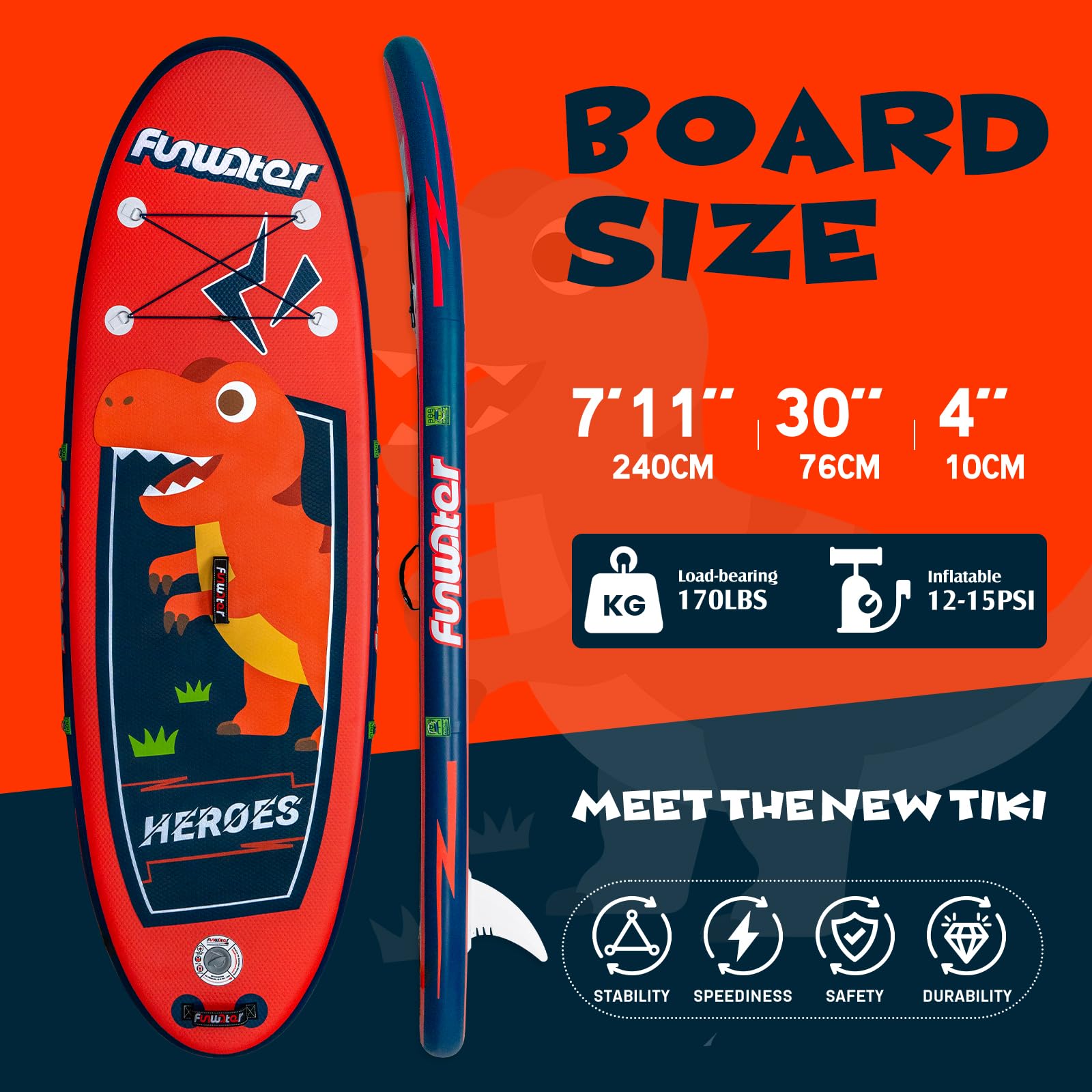 FunWater Tavola SUP Gonfiabile Surf Paddle Board Inflatable, Ultralight SUP per tutti i livelli con Due Accessori Tipo