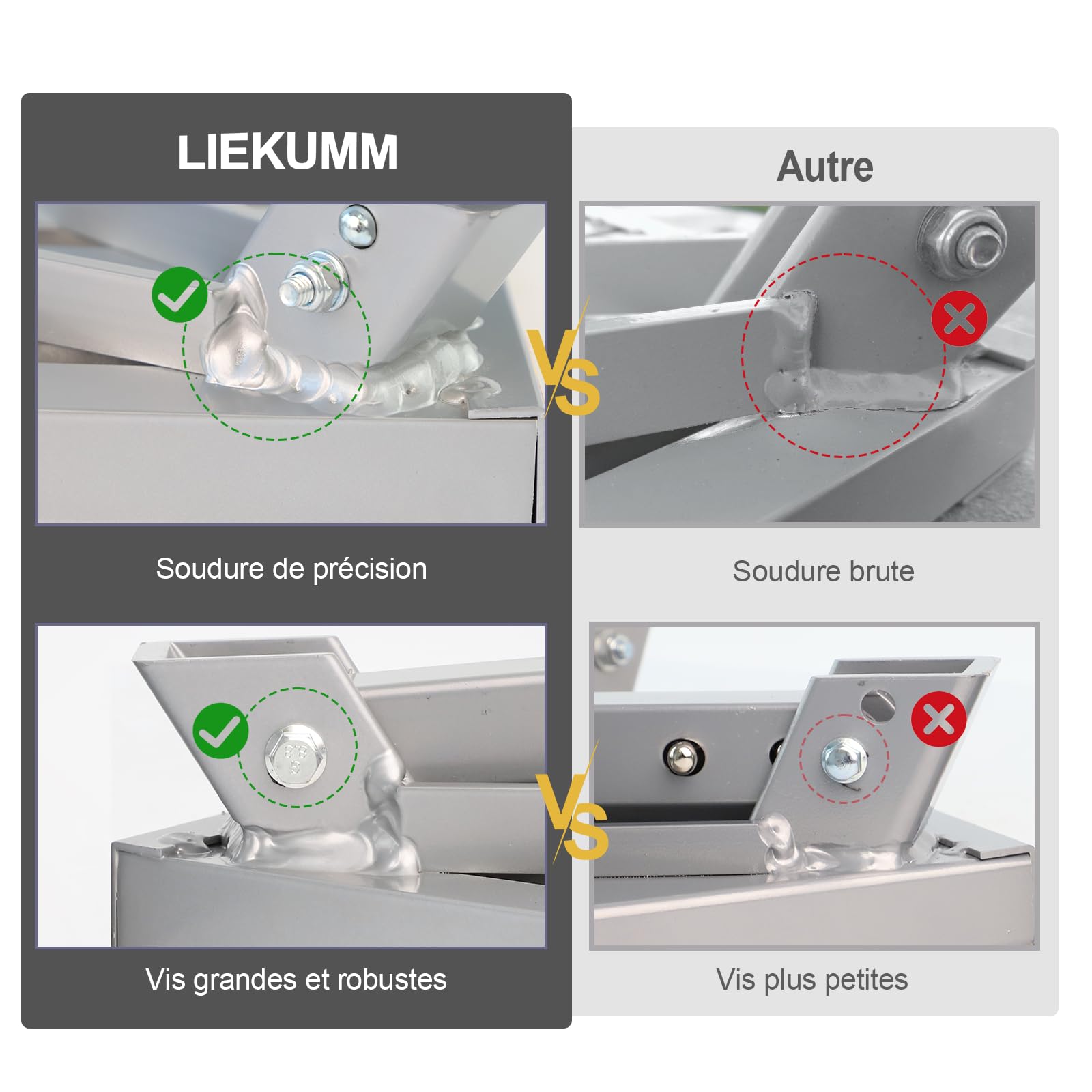 LIEKUMM Marche Pied Pliable, 48 x 37 cm Plate Forme en Aluminium Surface en antidérapante, Capacité 450 kg Marchepied pour la Cuisine, Camping Car, SUV, RV