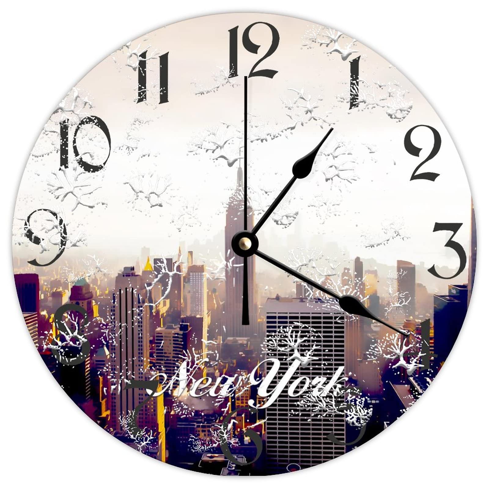 Horloge murale New York en bois vintage pour décorer le salon ou la cuisine
