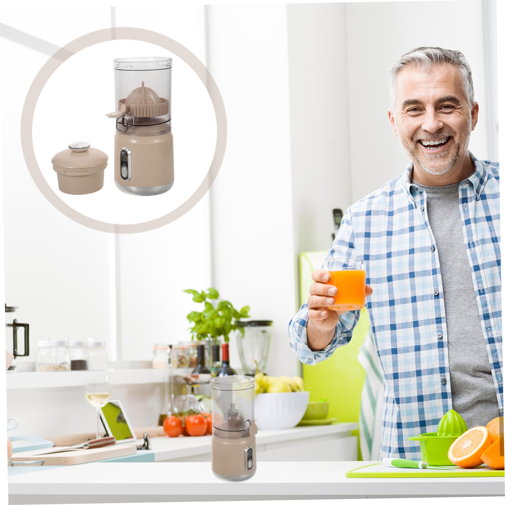 Cabilock Exprimidor de Cítricos Eléctrico Exprimidor Portátil Extractor de Jugos con Prensado Frío Separación Automática de Pulpa Hogar