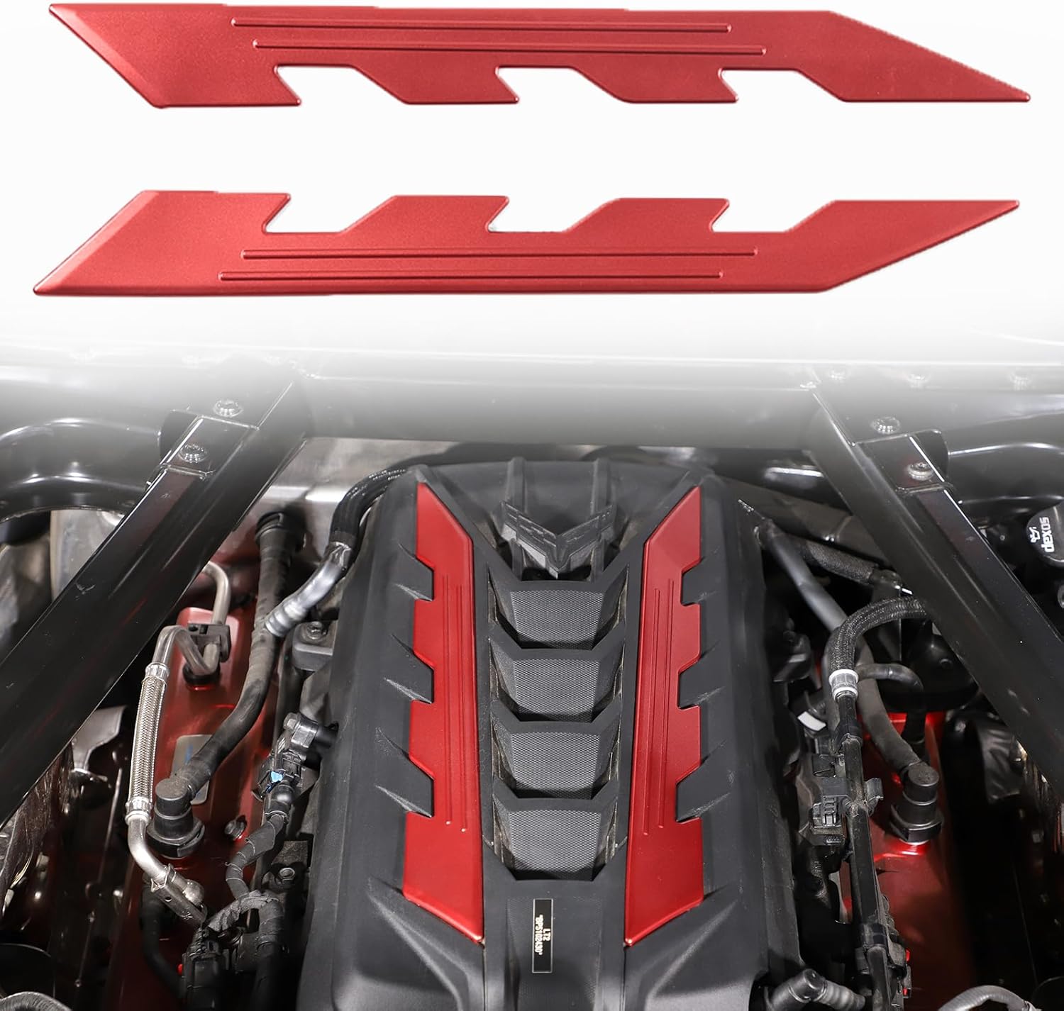Sekhyna Engine Bay Panel Cover Trim 2PCS Compatible with Corvette C8 Stingray 2020-2025 Engine Cover Left Right Protective High Temperature Resistance Cover Trim Accessories (Red)