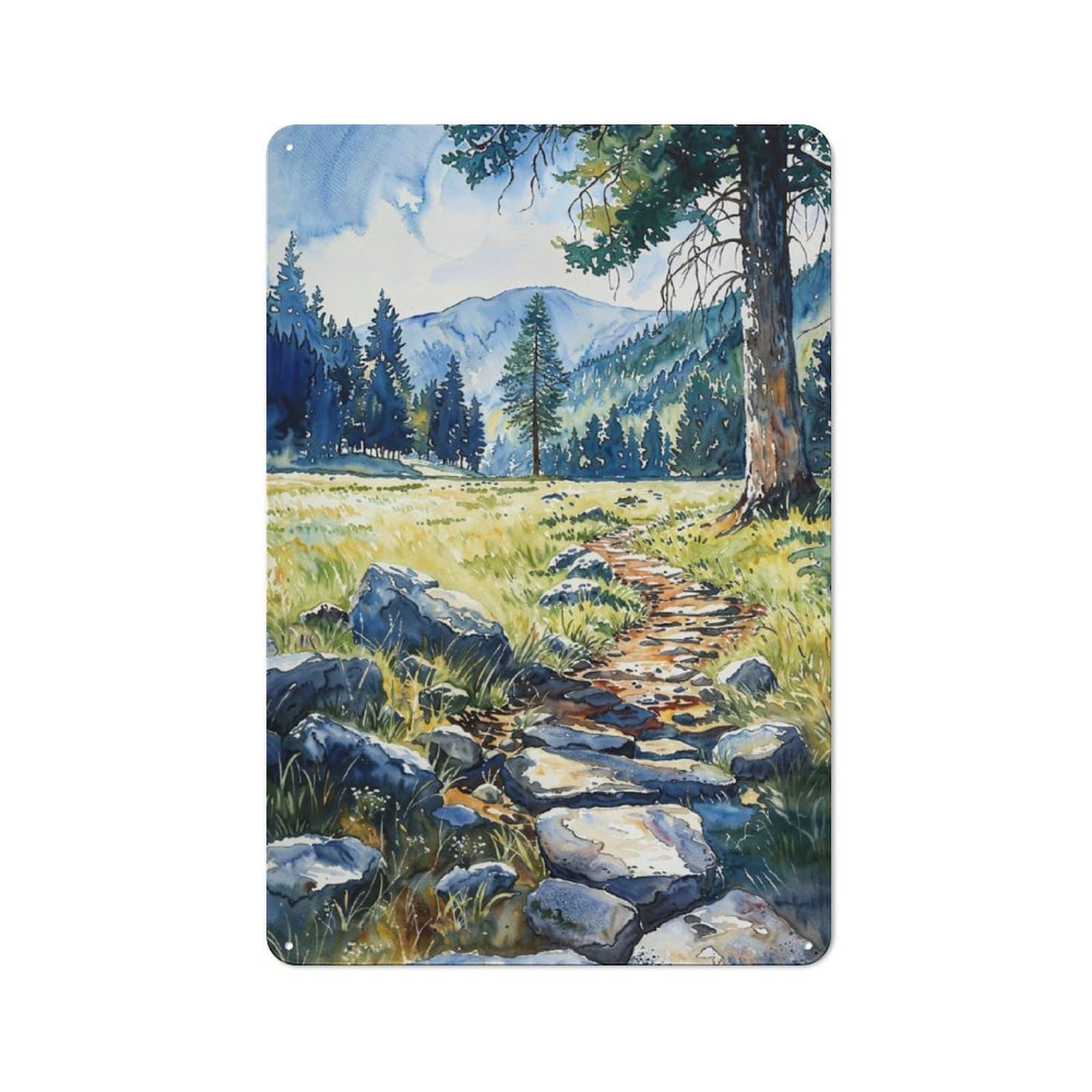 Metal Sign 30x20cm with Mountain Path for Workshop Wall, Rustic Decor, for Collectors Decorating Workshops And Hobby Rooms