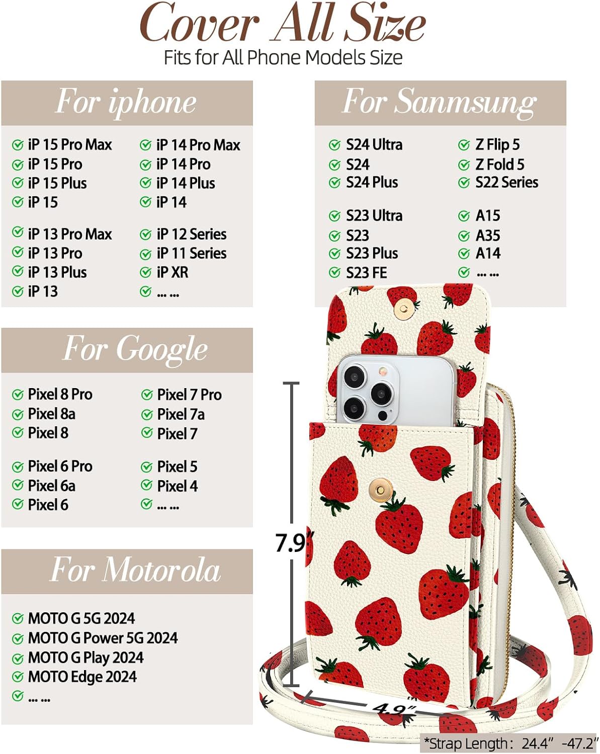 Cute Small Crossbody Purse Cell Phone Bags for Women - Leather Cellphone Wallet Purse with Shoulder Strap - Image 3